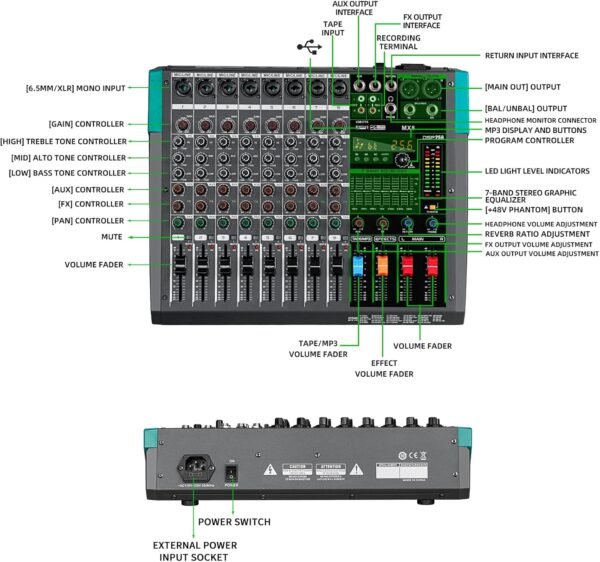 Depusheng MX8 8 Channel Sound Mixer - Image 4